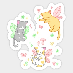 fairy kitties (red/green/yellow) Sticker